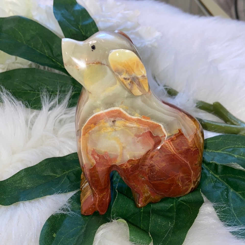 Carved Stone Dog Statue Figurine Collectible Decor - Picture 4 of 17